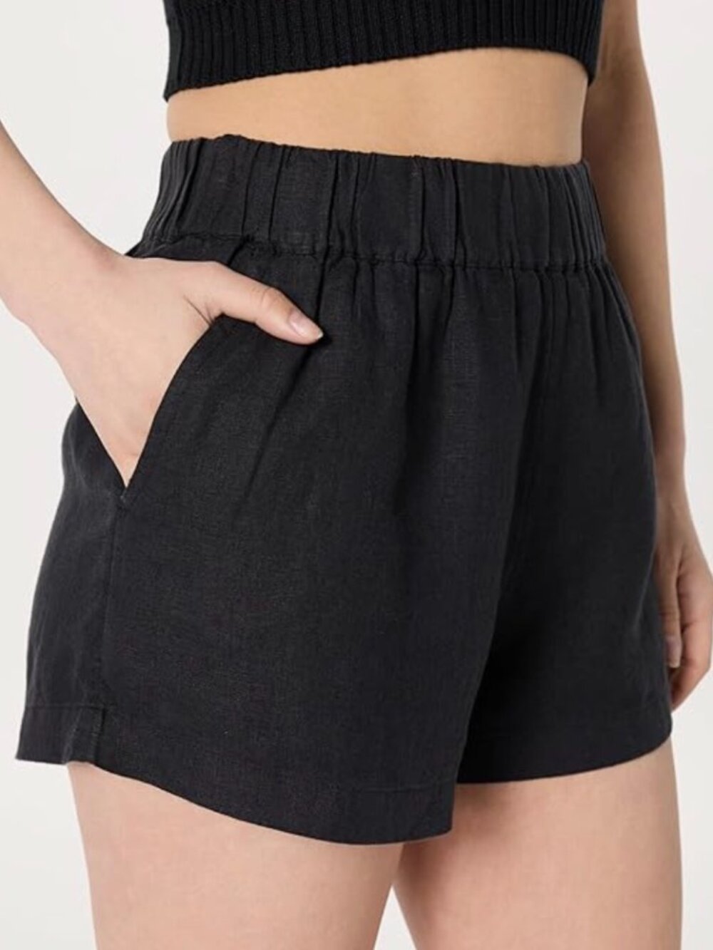 The Drop Women’s Essie Linen Pull On Mini Short 100% Linen Size L